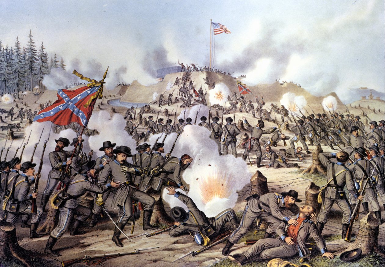 Erottelusota 1861 - 1865 (tai Amerikan sisällissota): Fort Sandersin tai Fort Loudonin taistelu (Tennessee) 29.11.1863. Kaiverrus. 1800-luvulla. tekijältä Unknown artist