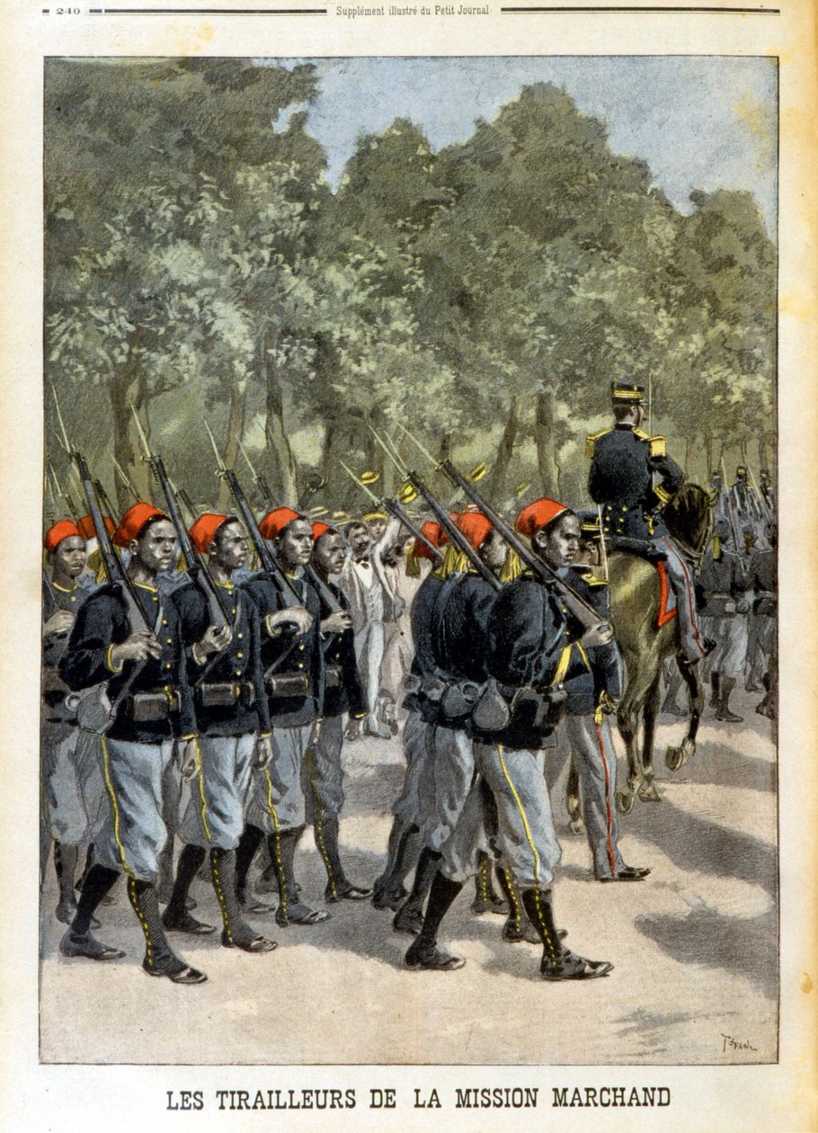 Senegalilainen Tirailleurs de la Mission Marchand à Paris - "" Le petit journal" -julkaisussa 23.7.1899 tekijältä Unknown artist