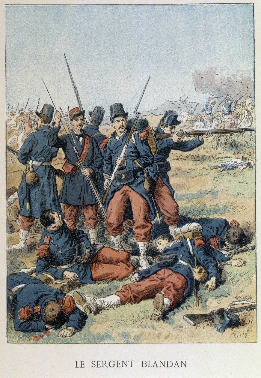 Kersantti Blandan kuoli Algerian valloituksen aikana vuonna 1842 - "" Histoire de Francessa"" tekijältä Unknown artist