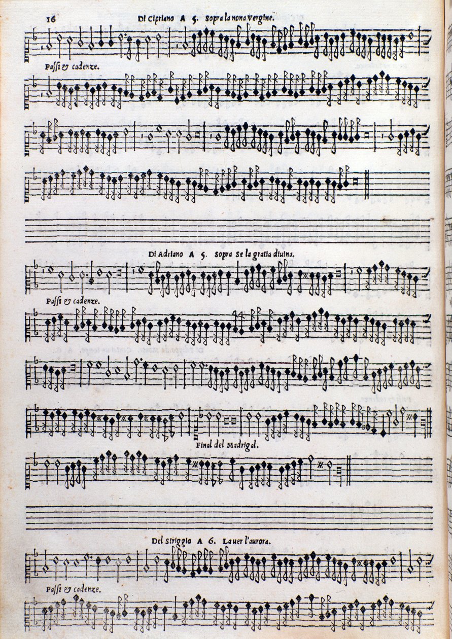 Nuottisivu Girolamo della Casan ornamenttityöstä tekijältä Unknown artist