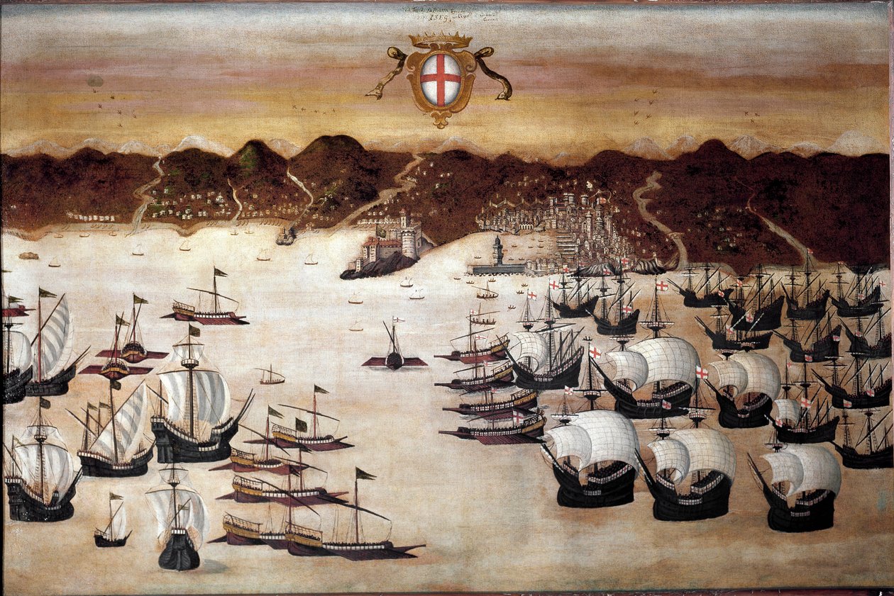 Laivat Genesin satamassa (1500-luvun maalaus) tekijältä Unknown artist