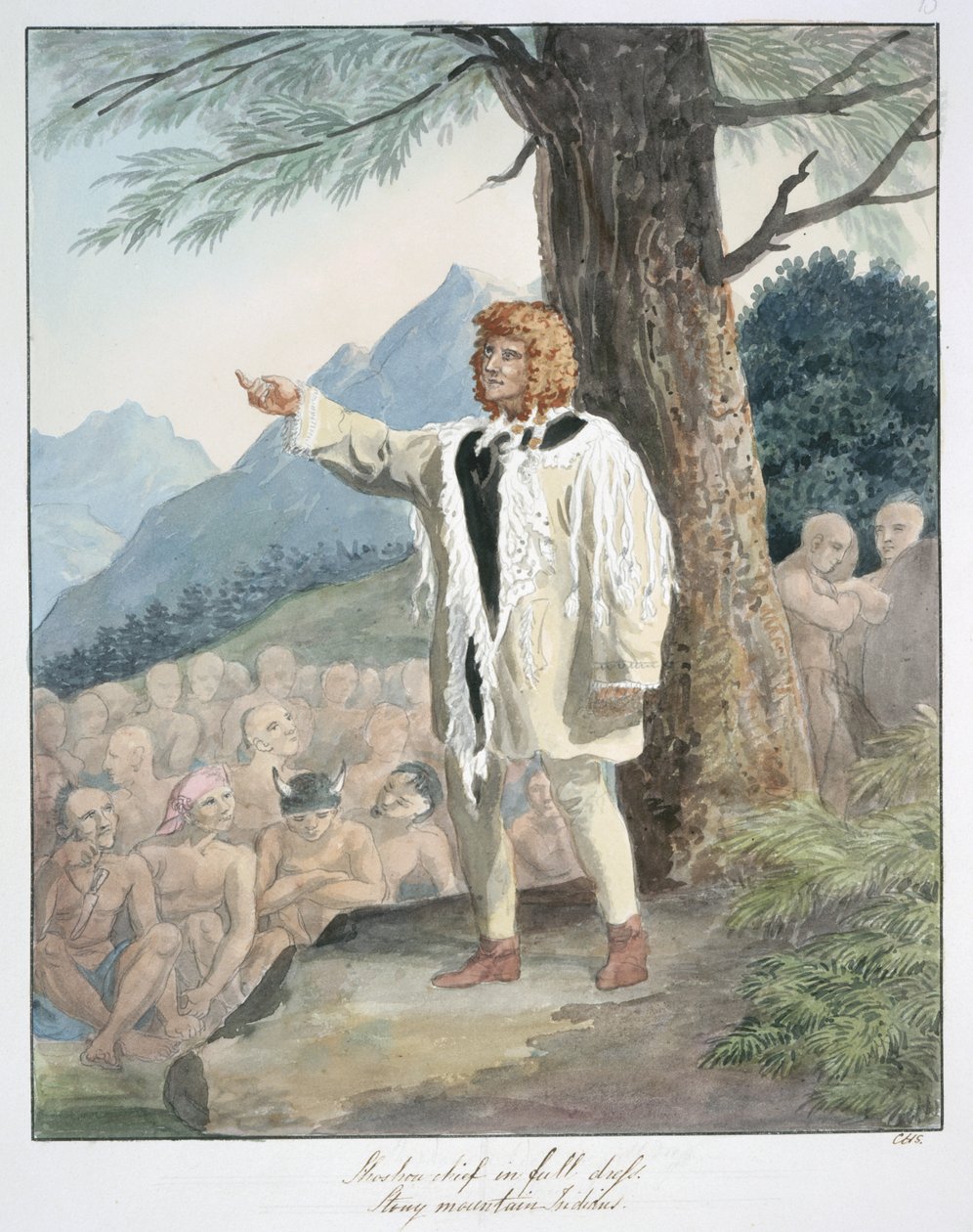 Shoshone Chief kokomekossa, Stony Mountain Indian, n. 1843-50 (akvarelli) tekijältä Unknown artist