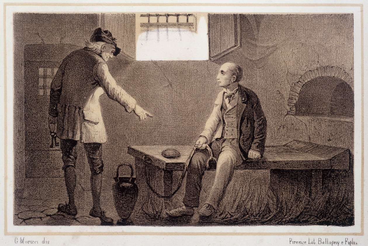 Silvio Pellico (1789 - 1854) siirretty Spielbergin linnoitukseen (Spilberk) - "" Storia d