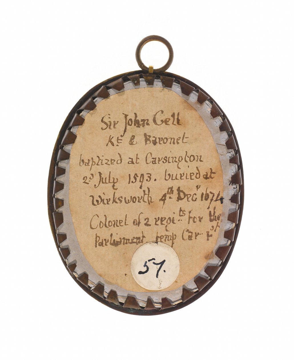 Sir John Gell 1650 noin (miniatyyri metallilla) tekijältä Unknown artist