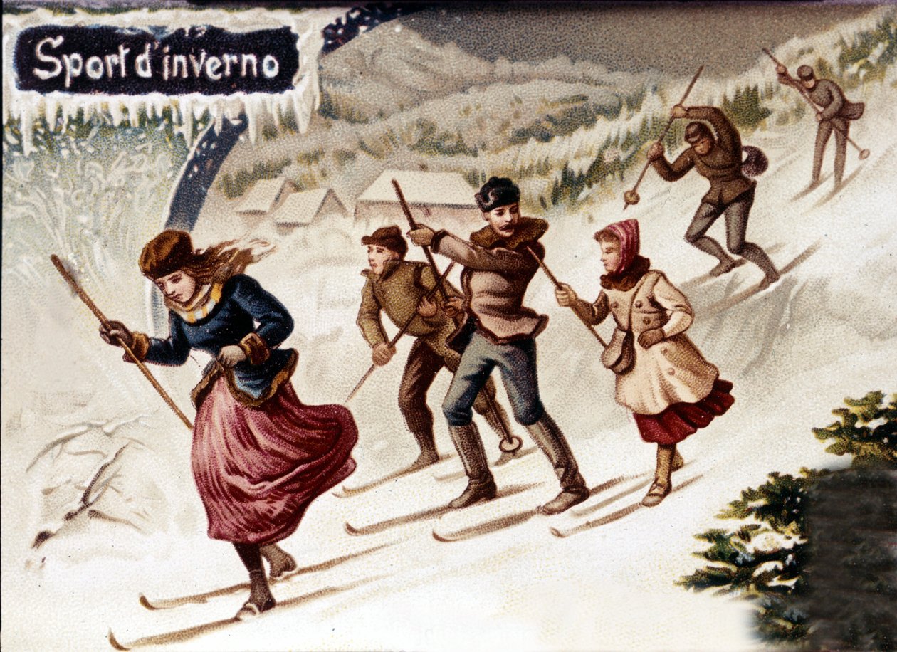 Hiihtäjät. Chromo., 1800-luvun loppu tekijältä Unknown artist