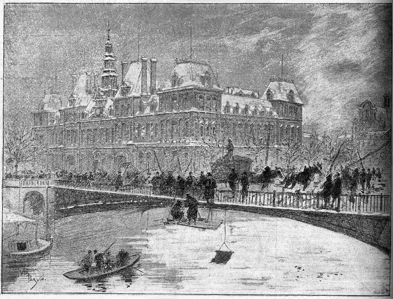 Arcolen sillan romahdus Pariisissa vuonna 1888. tekijältä Unknown artist