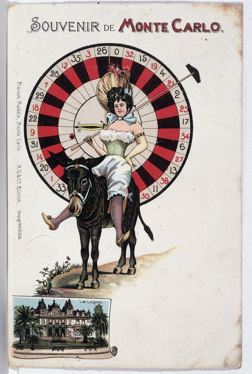 Matkamuistopostikortti Monte Carlosta, 1800-luvun loppu tekijältä Unknown artist