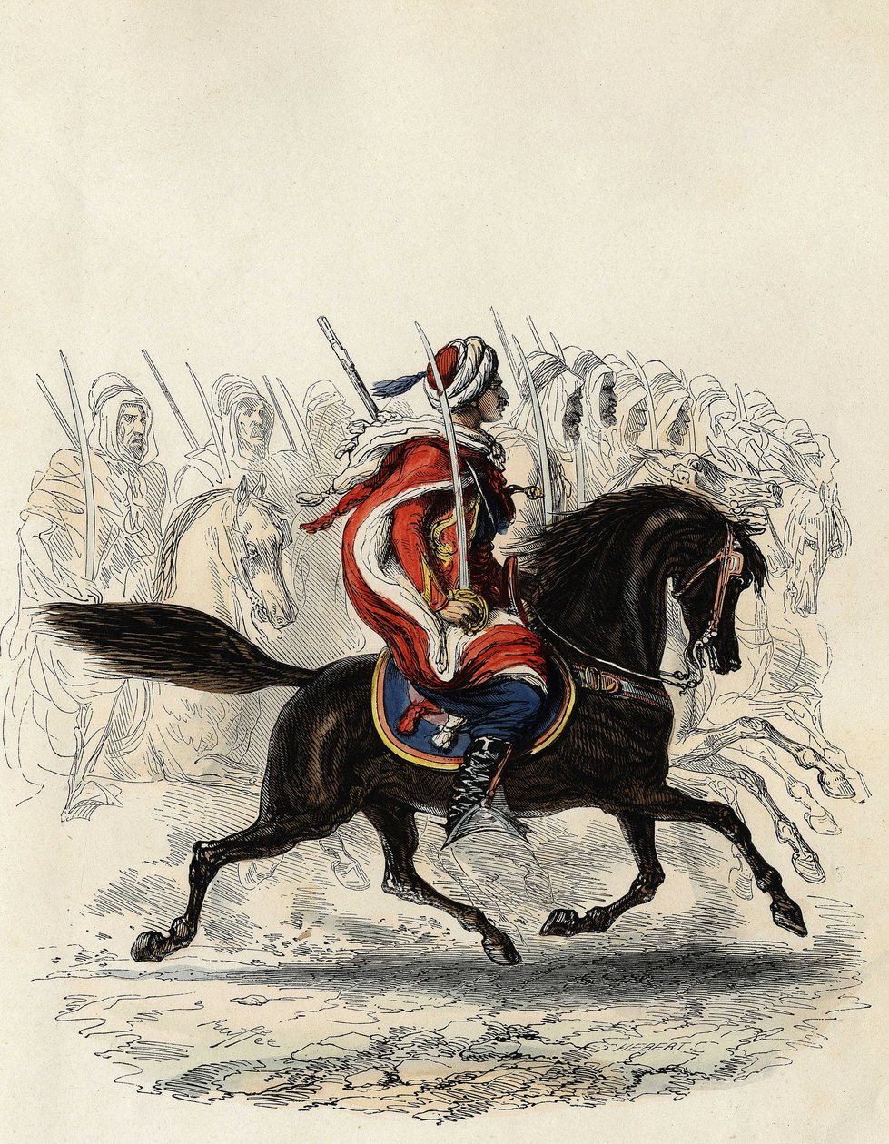 Spahit (Ranskan armeijan intialainen ratsuväkijoukko) koostuivat pääasiassa arabiratsumiehistä, jotka koulutettiin Algerin maakuntaan vuonna 1834, d