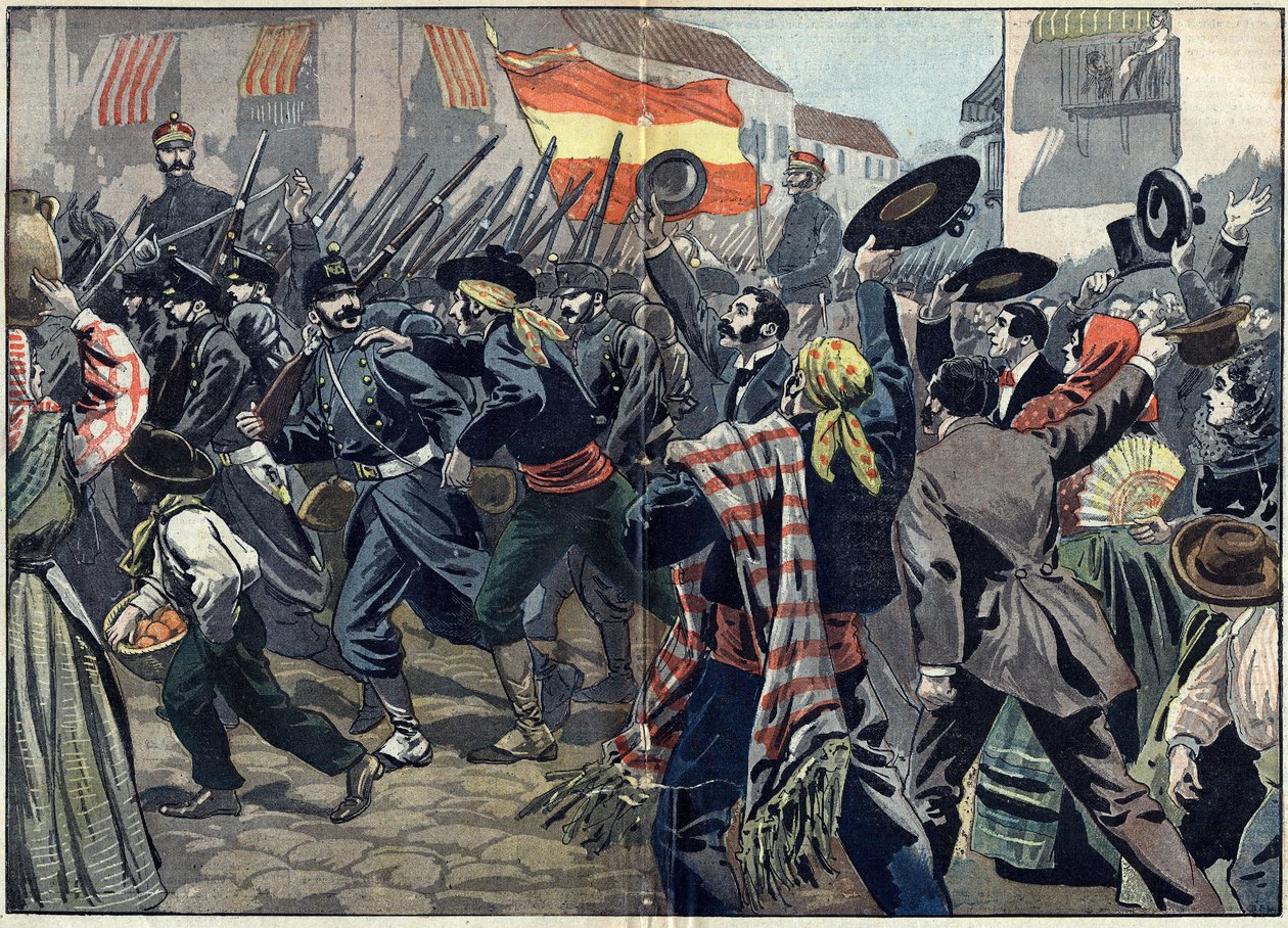 Espanjan ja Amerikan välinen sota tai Kuuban itsenäisyyssota (1868-1898) Espanjan ja Pohjois-Amerikan välillä tekijältä Unknown artist