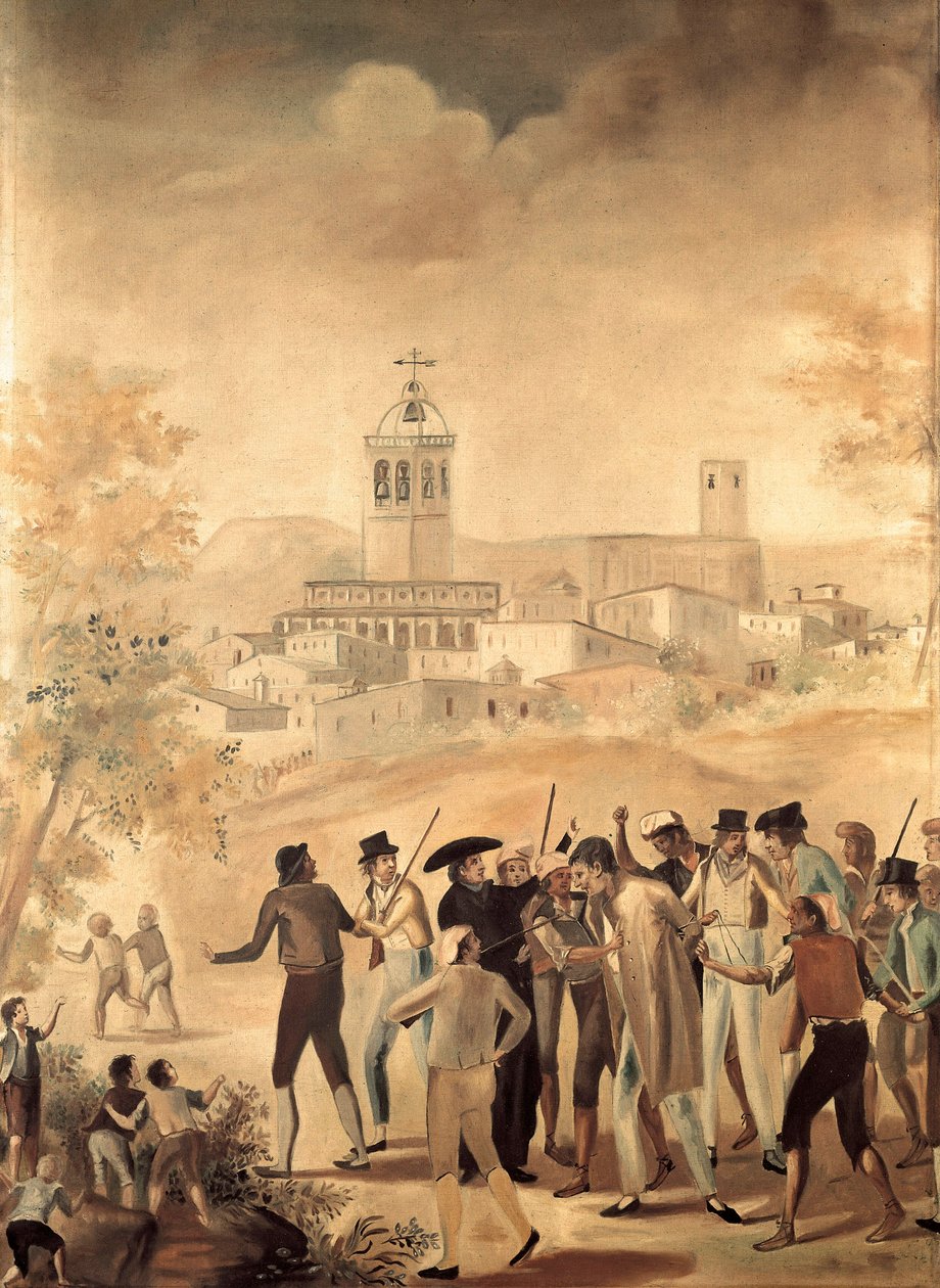 Espanjan vapaussota (1808-1814): Ranskan kansalaisen pidätys lähellä Manresaa, Anonymous-maalaus. tekijältä Unknown artist