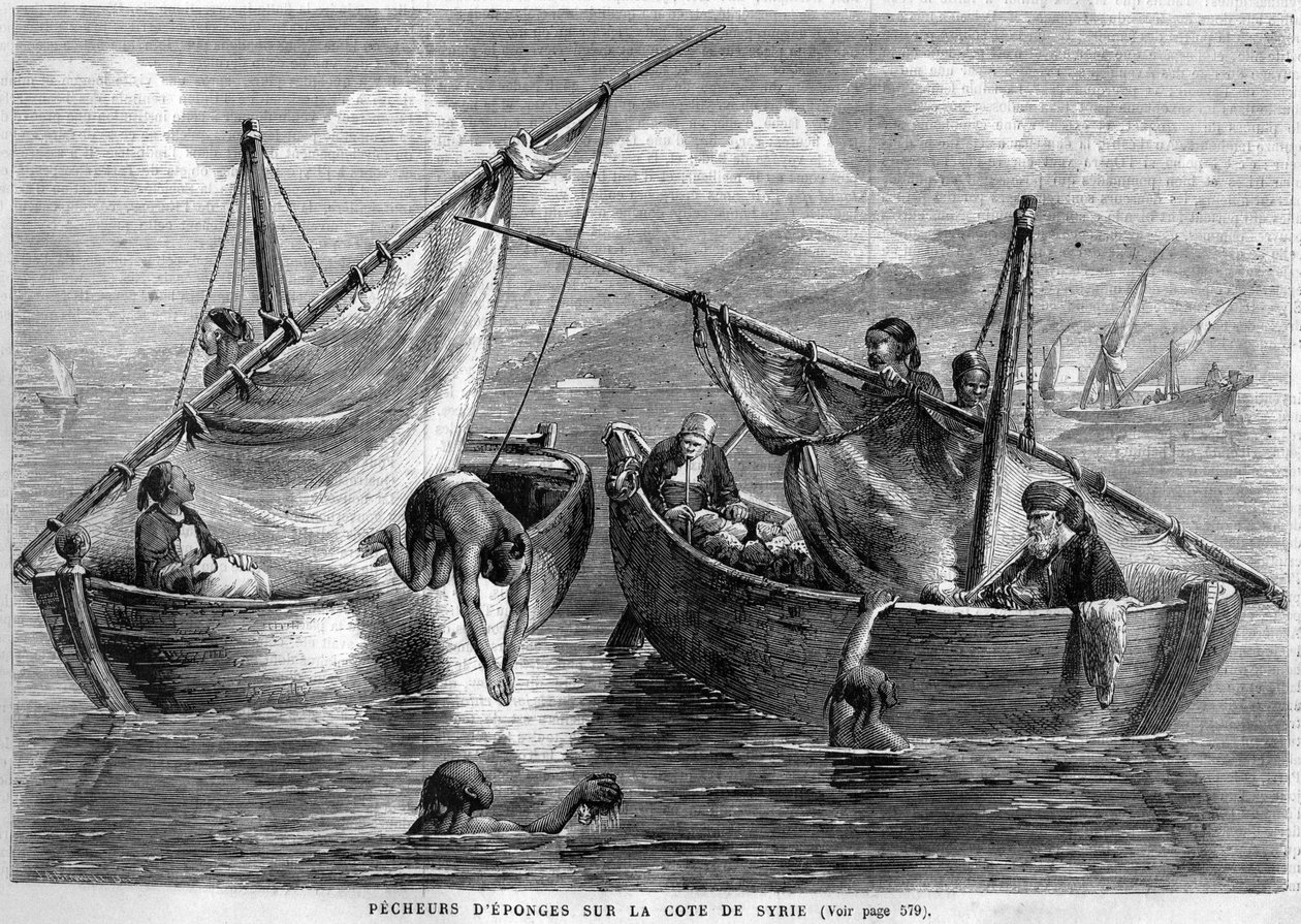 Sienikalastajat Syyrian rannikolla vuonna 1867 tekijältä Unknown artist