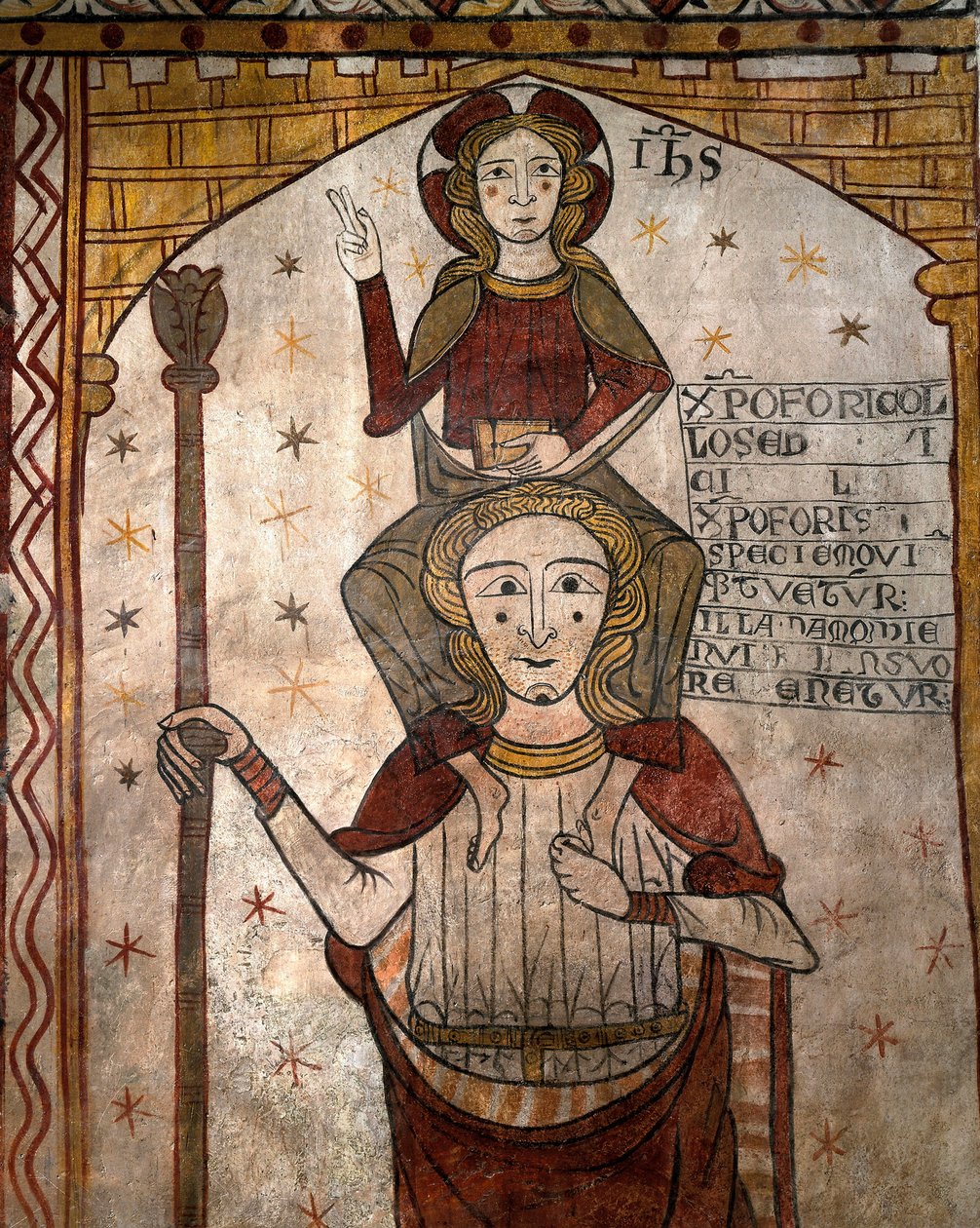 Pyhä Christopher kantoi Jeesus-lapsia, n. 1285 (fresko) tekijältä Unknown artist