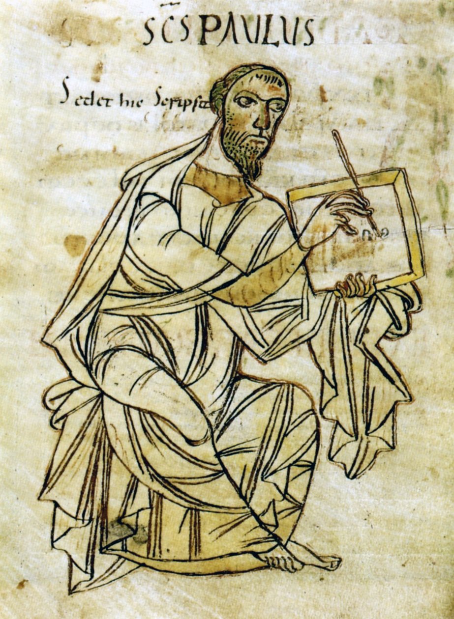 Pyhän Paavalin kirjoitus 800-luvun alun käsikirjoitusversiosta Pyhän Paavalin kirjeistä (vellum) tekijältä Unknown artist
