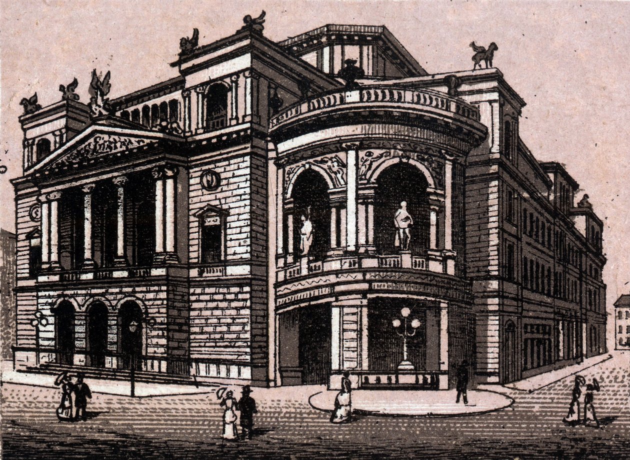 Stadttheater Wienissä Itävallassa (Wien) teoksessa "Maailma havainnollistaa 168 näkymää" Päiväämätön (1800-luvun loppu) tekijältä Unknown artist