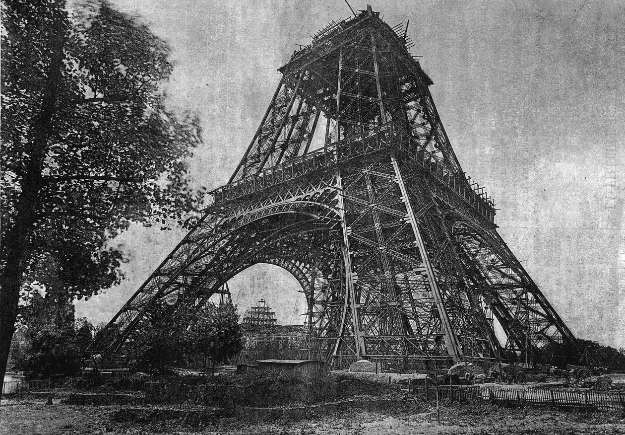 Eiffel-tornin tila heinäkuussa 1888 vuoden 1888 Nuoriso-sanomalehdessä. tekijältä Unknown artist