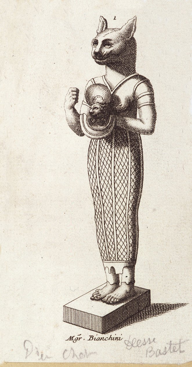 Tanssin jumalattaren patsas, Cat-head Bastet (muinainen Egypti). jumalatar muinaisessa egyptiläisessä uskonnossa, tekijältä Unknown artist