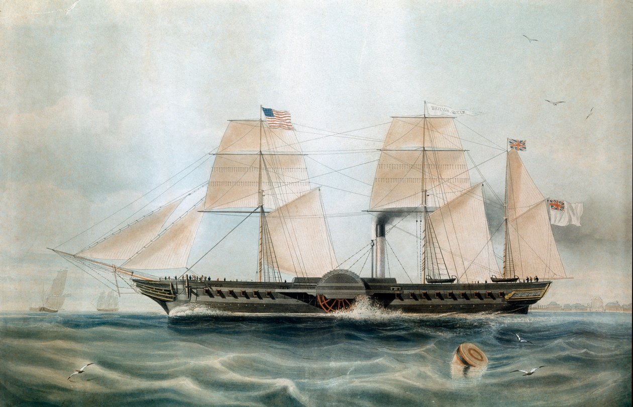 Steamer British Queen vuonna 1840 (1800-luvun painos) tekijältä Unknown artist