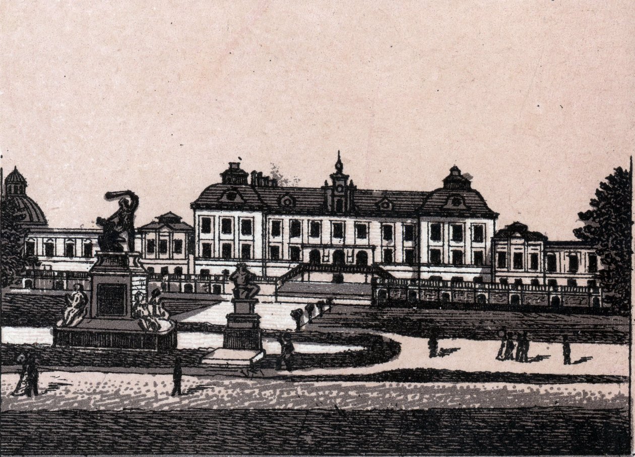 Tukholma, Ruotsi: näkymä Drottningholmin linnalle (Castle Drottningholms). kirjassa "" Maailma havainnollistaa 168 näkymää"" Päiväämätön (1800-luvun loppu) tekijältä Unknown artist