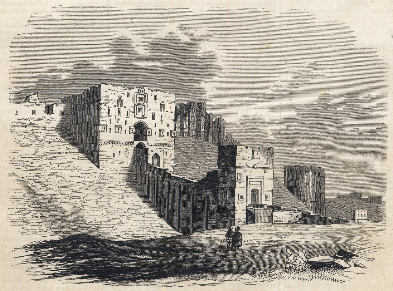 Syyria: Aleppon kaupunki 1800-luvulla - Citadel - Aleppo Syyriassa - 1864 tekijältä Unknown artist