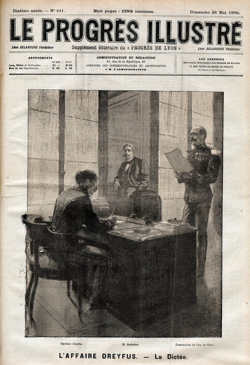 DREYFUS-TAPAUS - Alfred Dreyfusille 15. lokakuuta kirjoitettu kirje tekijältä Unknown artist