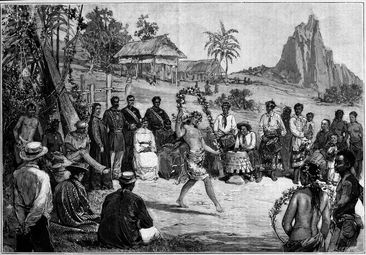 Tahiti: Thai tanssii Papeetessa, kuningas Pomare V:n hovissa tekijältä Unknown artist