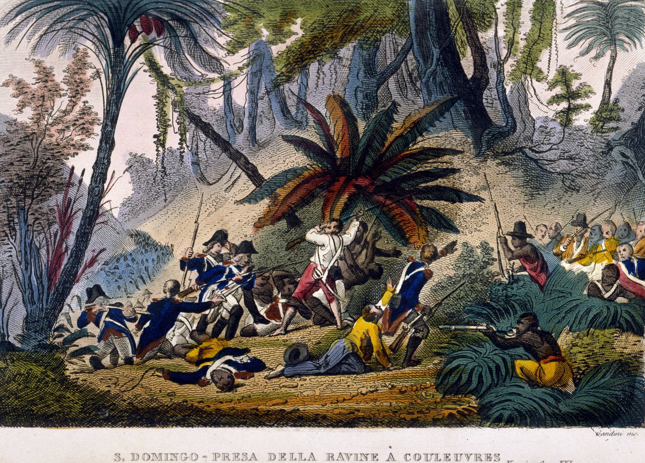 Kuvattu de la Ravinesta Reuvresissa 23.2.1802. Leclerc-retkikunta, joka ympäröi Francois Dominique Toussaintin joukot, joka tunnetaan nimellä "Toussaint-Louverture" (Toussaint Louverture) tekijältä Unknown artist