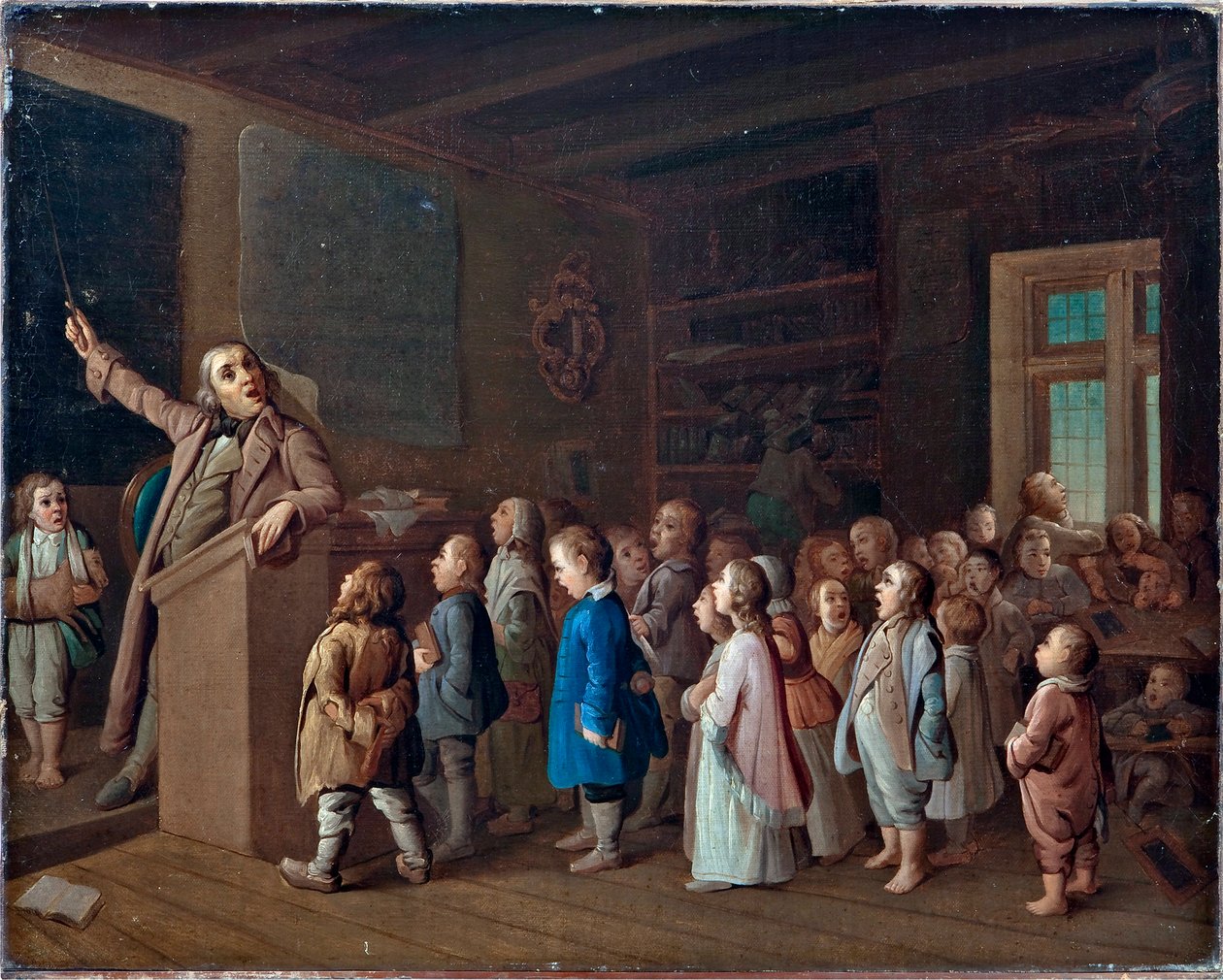 Opetus maakoulussa, Anonymous. Öljy kankaalle, 1800-luvun ensimmäinen puolisko, Valtion uskonnonhistoriallinen museo, Pietari tekijältä Unknown artist