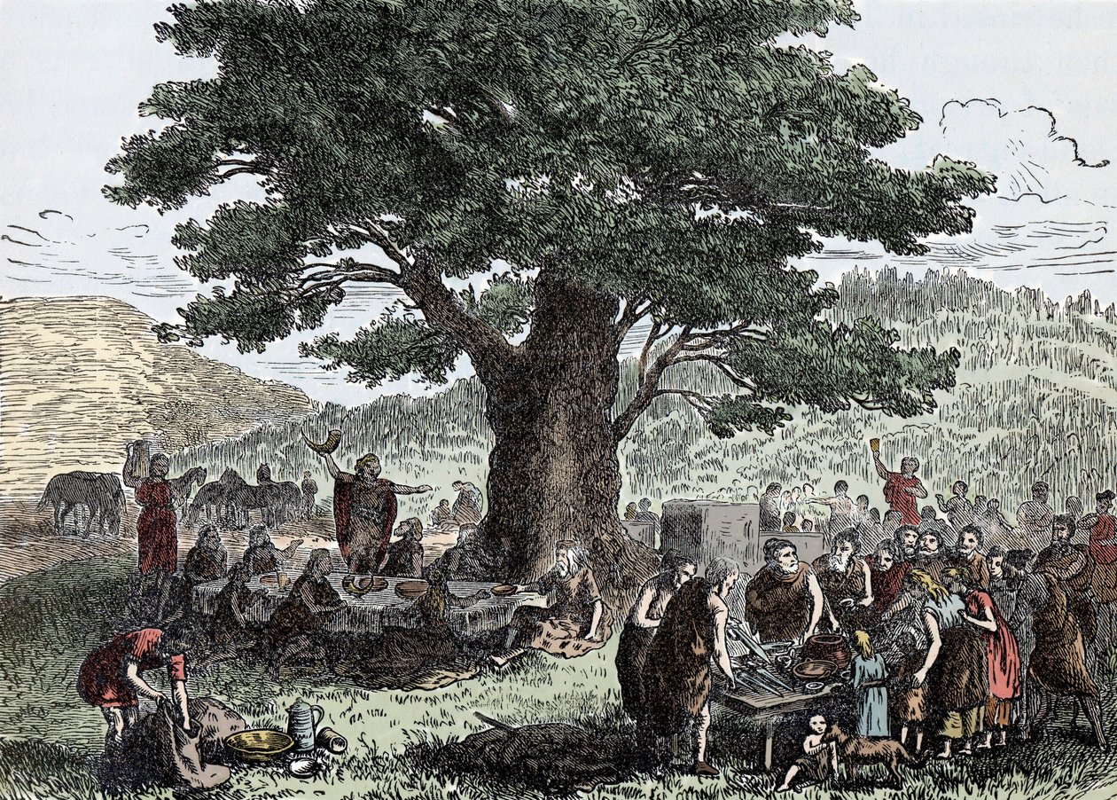 Teutonit nauttivat lomasta - kaiverrus 1800-luvun lopusta tekijältä Unknown artist
