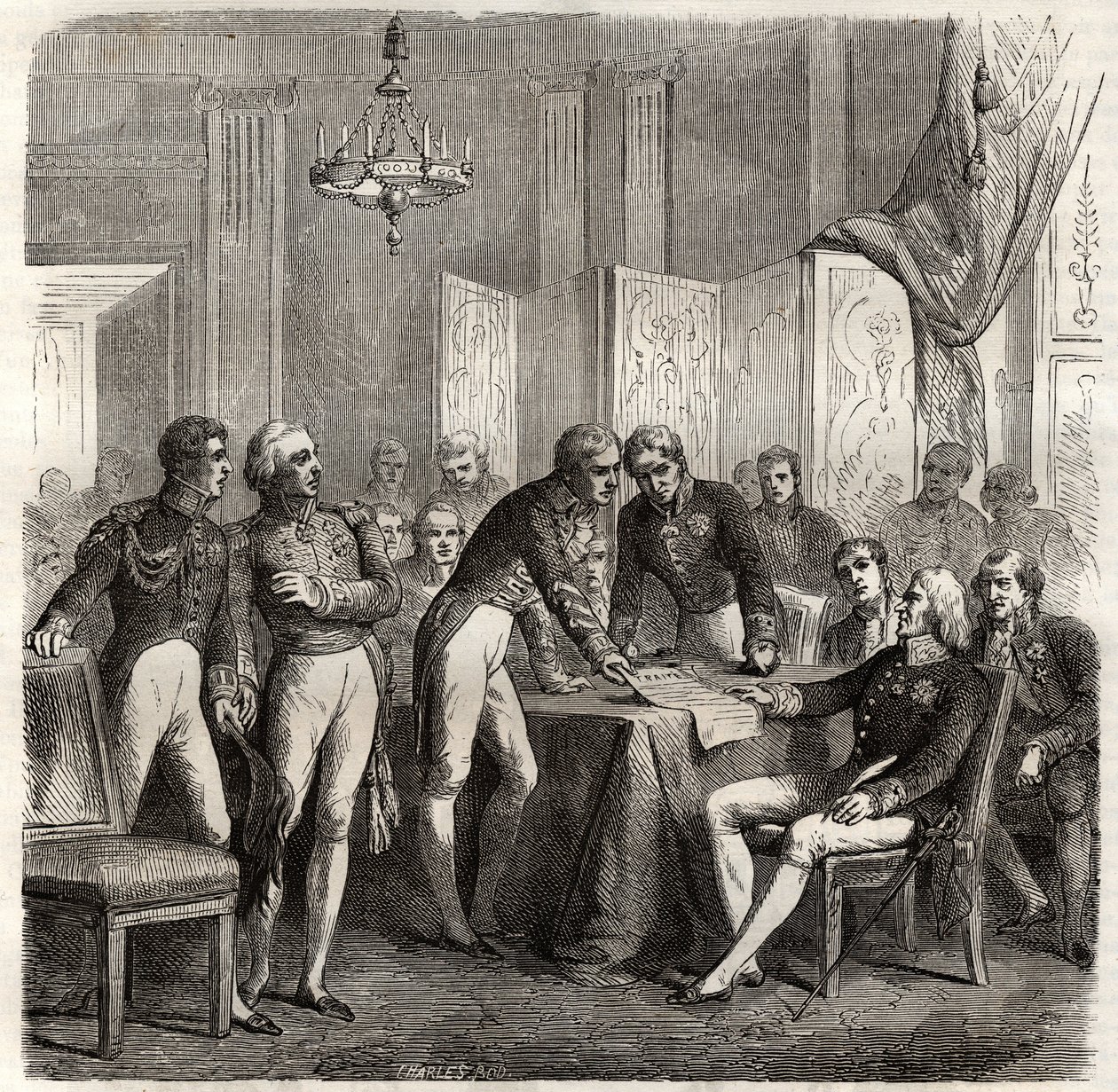 Yhdistyneen kuningaskunnan, Ranskan, Espanjan ja Portugalin vuoden 1834 liittouma Evoramonten toimiluvan täytäntöönpanemiseksi - Don Carlosin vaatimus Espanjan valtaistuimelle, nelinkertainen allianssi (Charles-Maurice de Talleyrand - Don Manuel Pando-Fern tekijältä Unknown artist