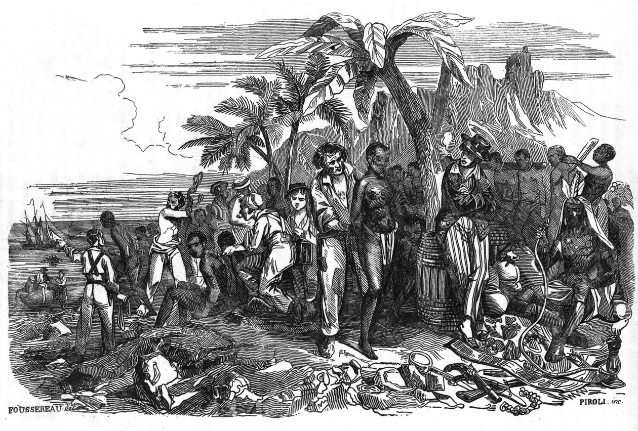 Musta kauppa. 1800-luvun kaiverrus. tekijältä Unknown artist