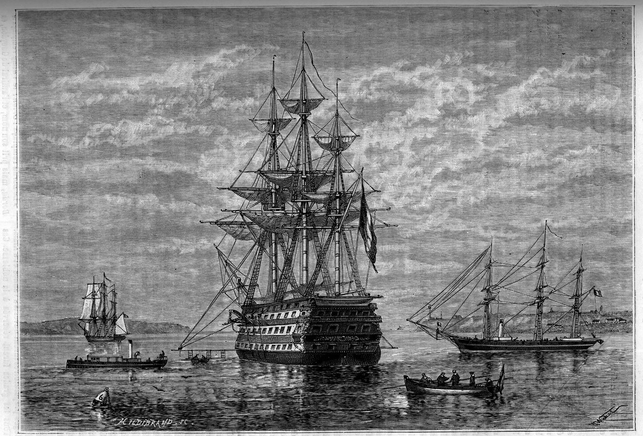 "Borda"" ja sen liitteet "Janus" ja "Bougainville"". Kaiverrus "Le Journal de la jeunesse" tekijältä Unknown artist