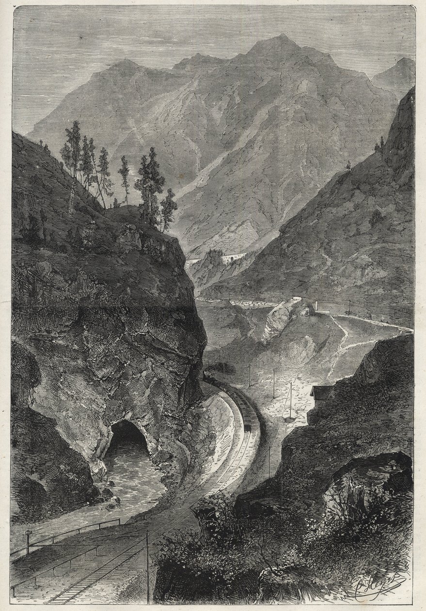 Brennerin rautatie (Brennero) Tiroliin (Tirolo - Tirol) - Kaiverrus 1867 - tekijältä Unknown artist
