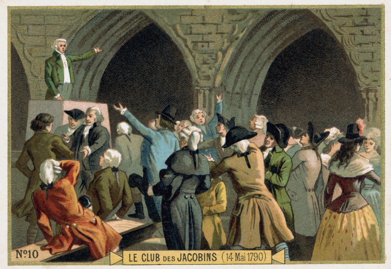 Jakobiinien klubi (14.5.1790). 1800-luvun kromolitografia. tekijältä Unknown artist