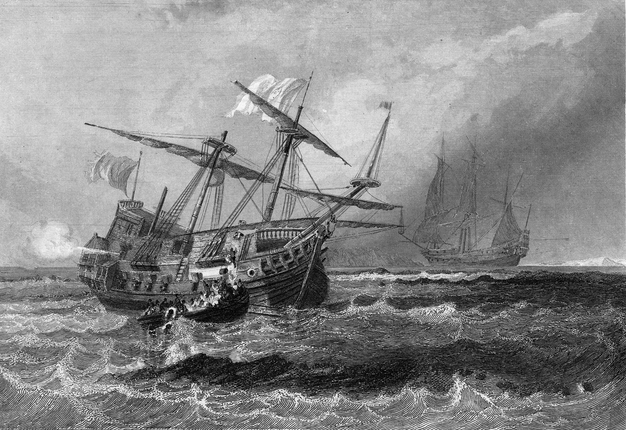 Corbin hävisi riutalla Malediivien saarilla 1. heinäkuuta 1602. Van Tenacin teoksessa "Yleinen laivaston historia" tekijältä Unknown artist