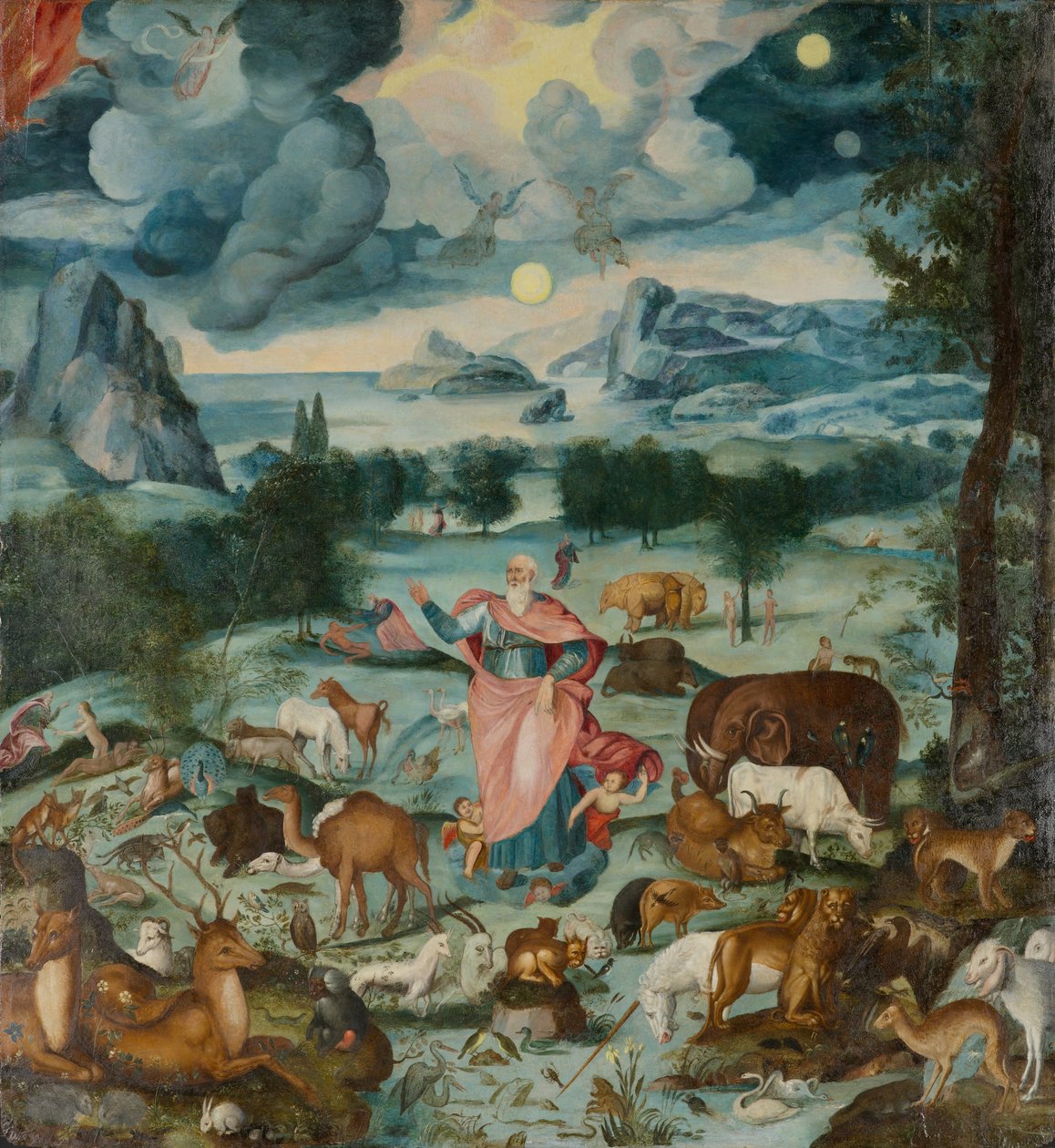The Creation, noin 1600 (öljy paneelissa) tekijältä Unknown artist
