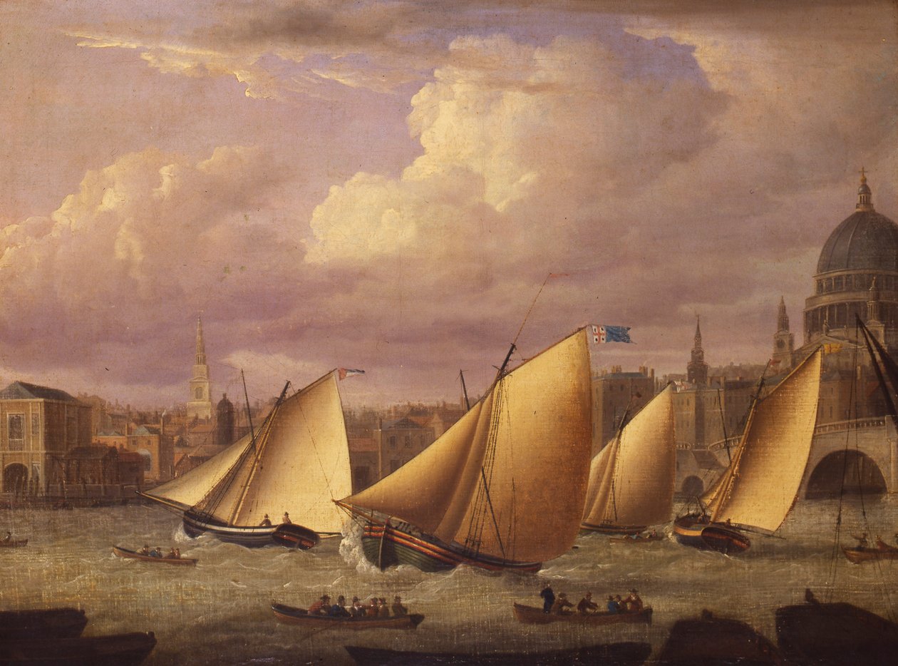 Cumberland Fleet kilpailee London Bridgen yllä, 1782 tekijältä Unknown