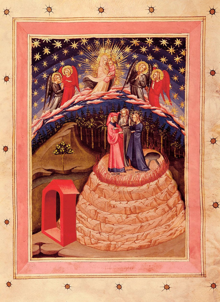 Dante Alighierin (1265-1321) jumalallinen näytelmä: Kirkkauden esitys 1300-luvun käsikirjoituksesta (miniatyyri) tekijältä Unknown artist