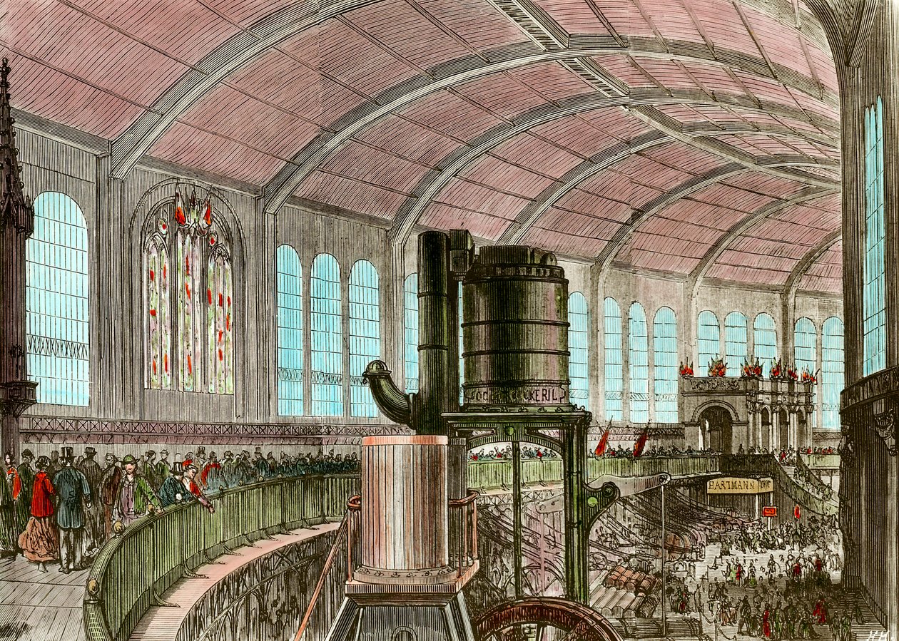 Eiffel-konegalleria vuoden 1867 yleisnäyttelyssä 1800-luvun kaiverrus tekijältä Unknown artist