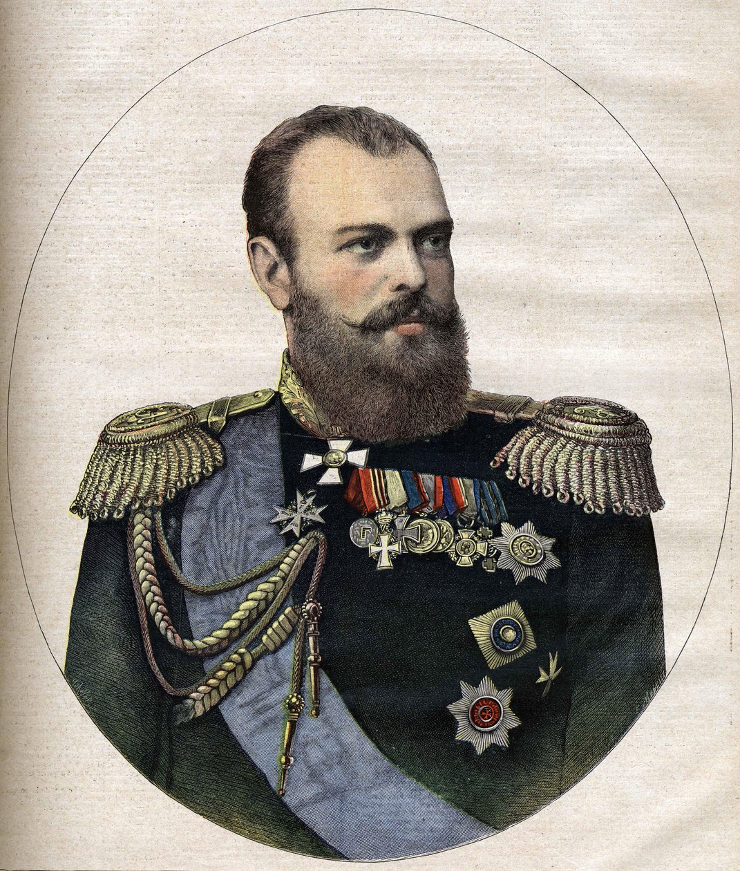 Venäjän keisari (tsaari) Aleksanteri III:n kaiverrus vuodelta 1891 tekijältä Unknown artist