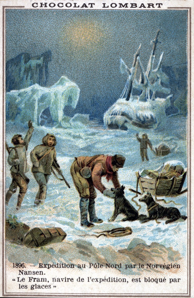 Fram, norjalaisen tutkimusmatkailijan Fridtjof Nansenin vene, joutui Jäämeren jäähän vuonna 1896. tekijältä Unknown artist