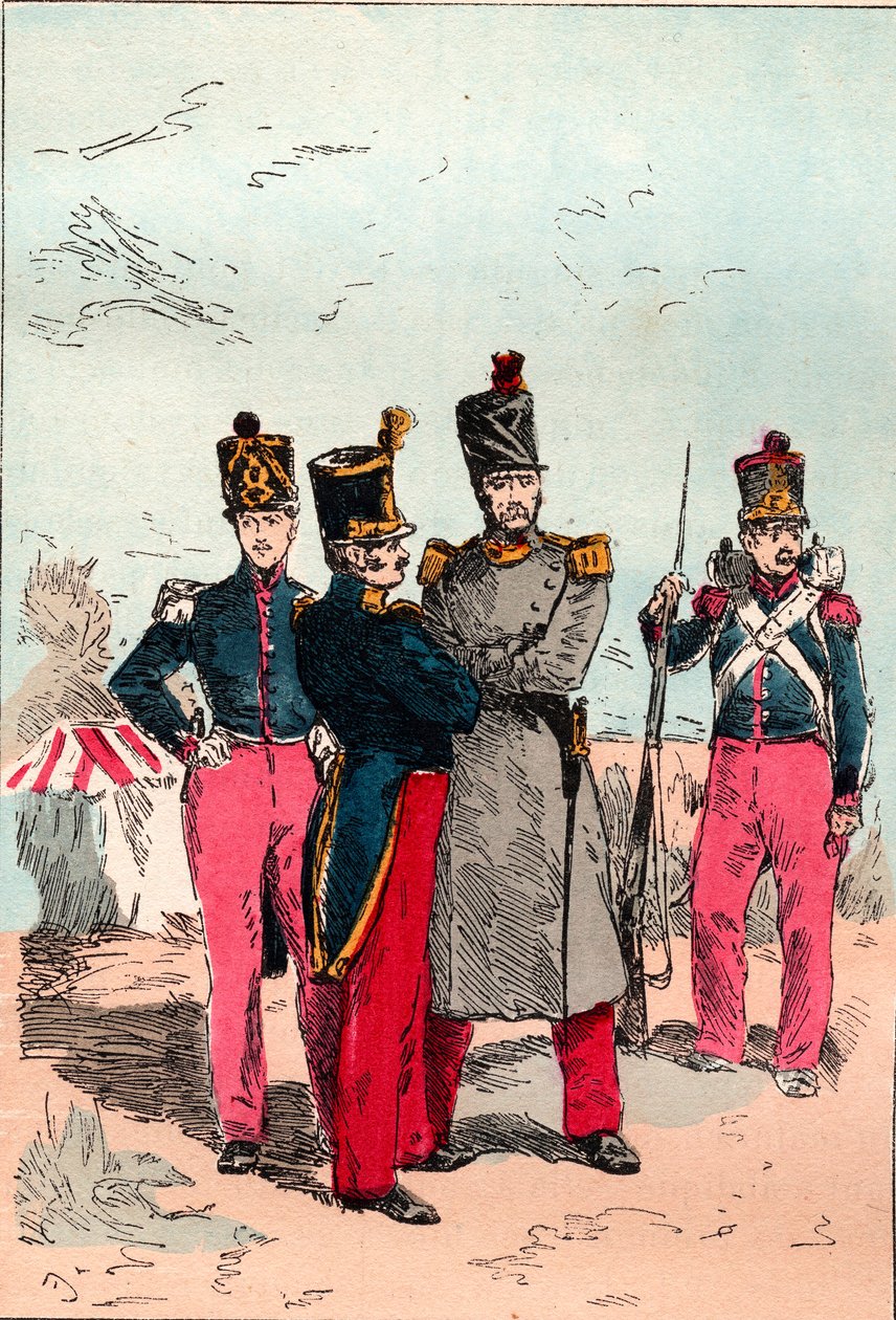 Ranskan armeija Louis Philippen hallituskaudella 1830-1848 - Linja - Kaiverrus vuodelta 1882 kirjassa "Histoire de dix ans: 1830-1840" Louis-Blanc (1811-1882) tekijältä Unknown artist