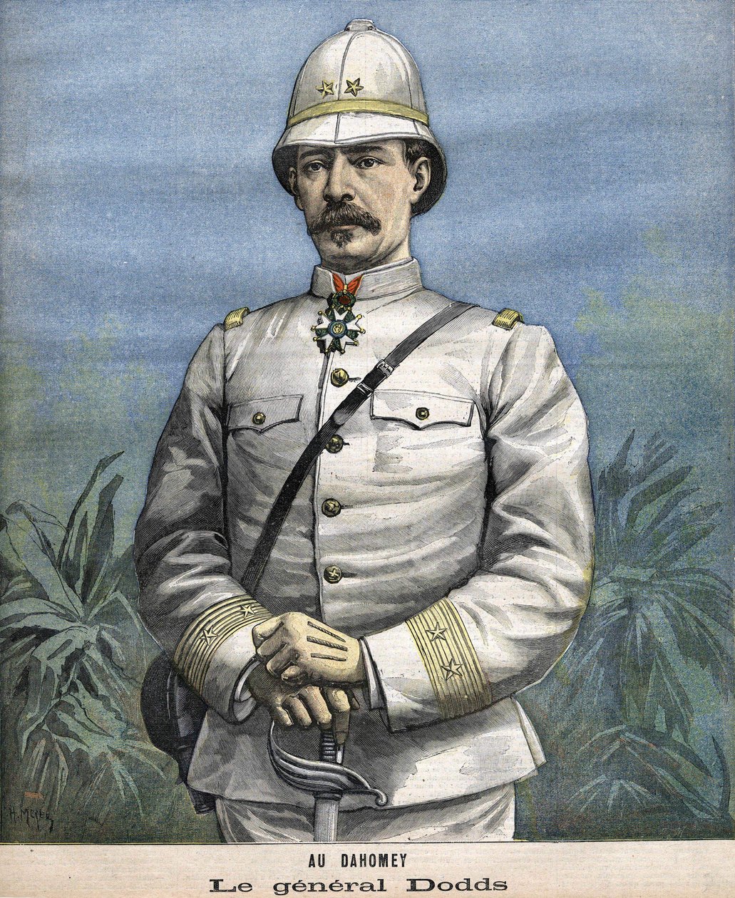Ranskalainen kenraali Alfred Amédée Dodds (1842-1922) Beninissä (Dahomey) vuonna 1892 tekijältä Unknown artist