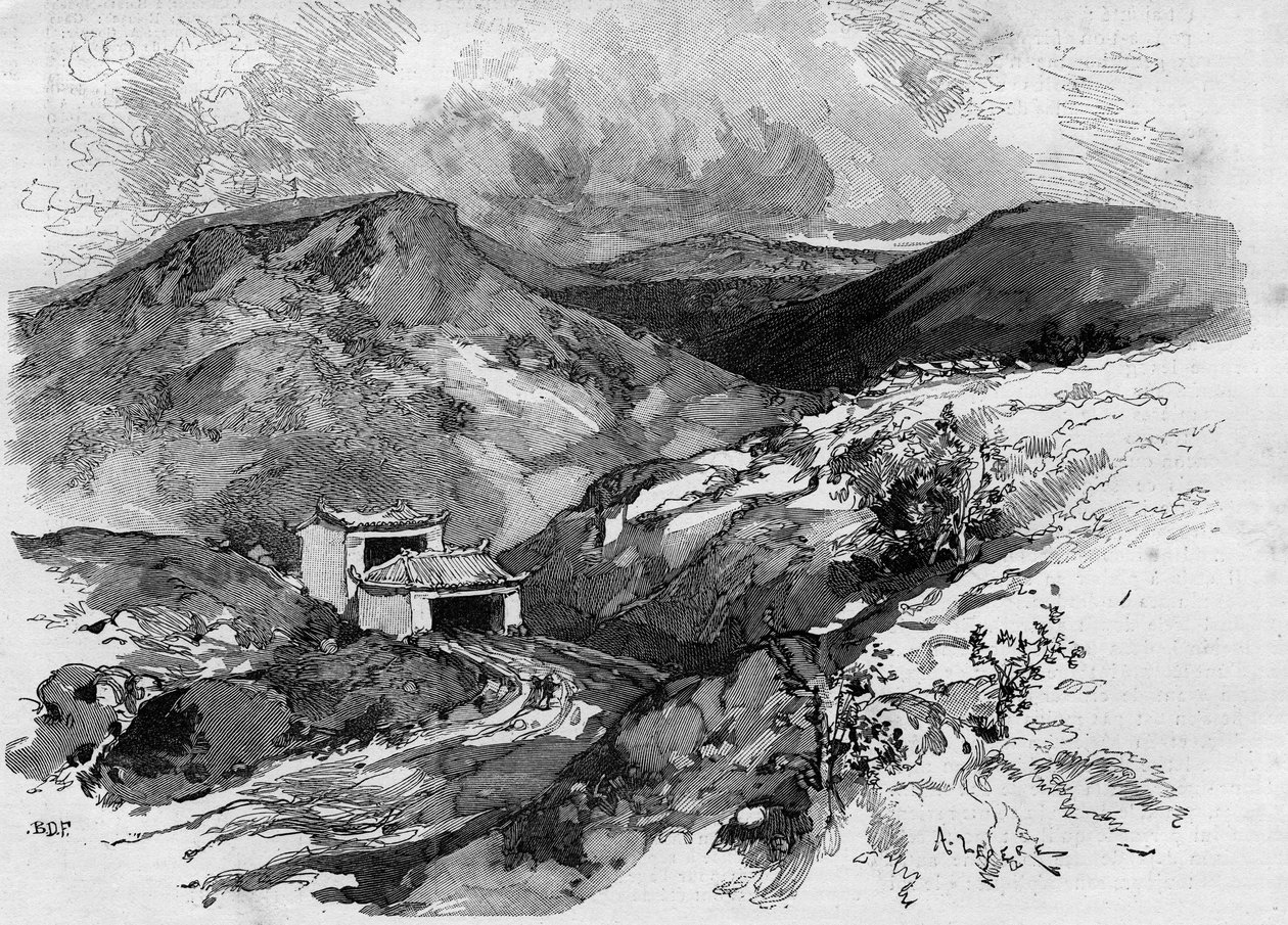 Kiinan portti Tonkinin rajalla. Kaiverrus teokseen "Kuvallinen maailma" 1885. tekijältä Unknown artist