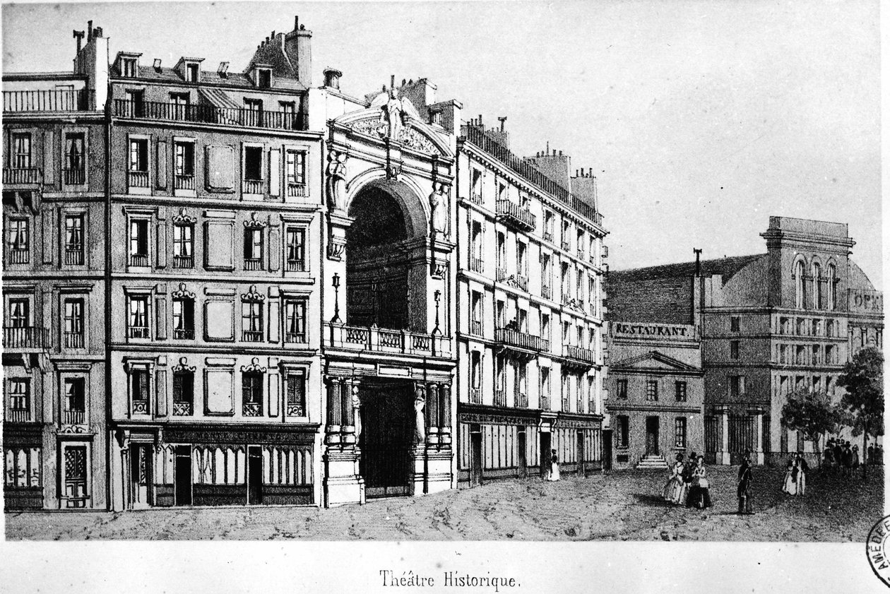 Historiallinen teatteri 1800-luvulla - kaiverrus, Carnavalet.¿ tekijältä Unknown artist