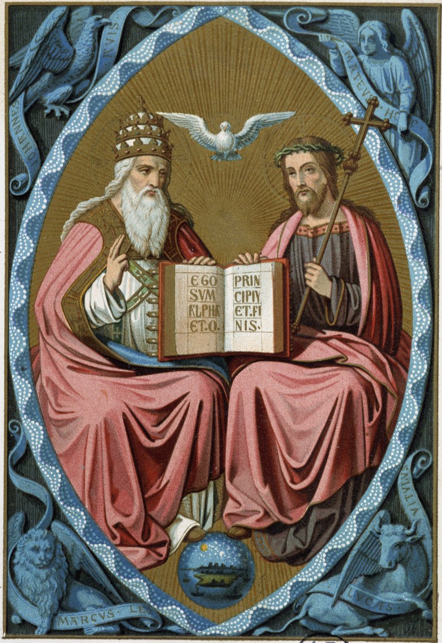 Pyhä kolminaisuus - kromo.1800-luvulla 1400-luvun lääkärin jälkeen tekijältä Unknown artist