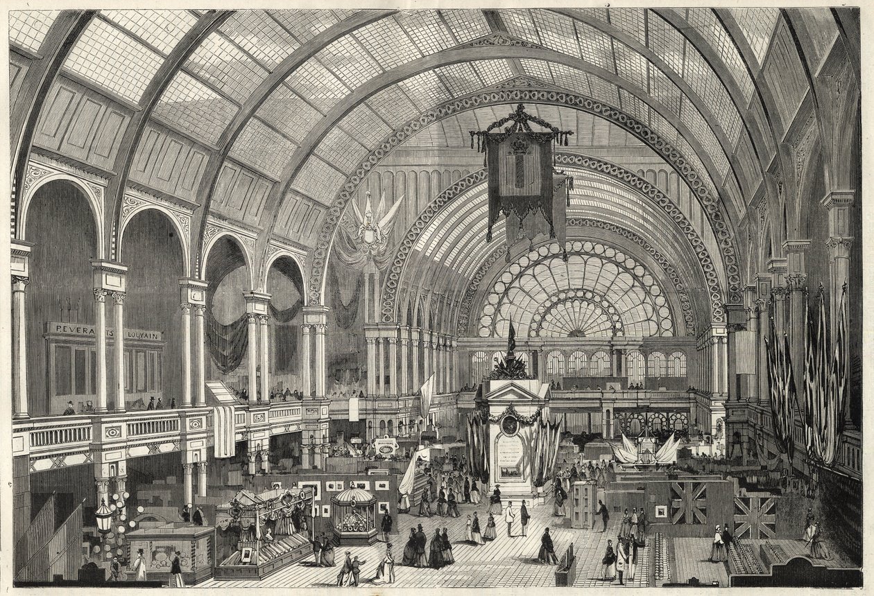 Kansainvälinen näyttely Amsterdamissa 1869 - Kansainvälisen messupalatsin sisäkuva tekijältä Unknown artist