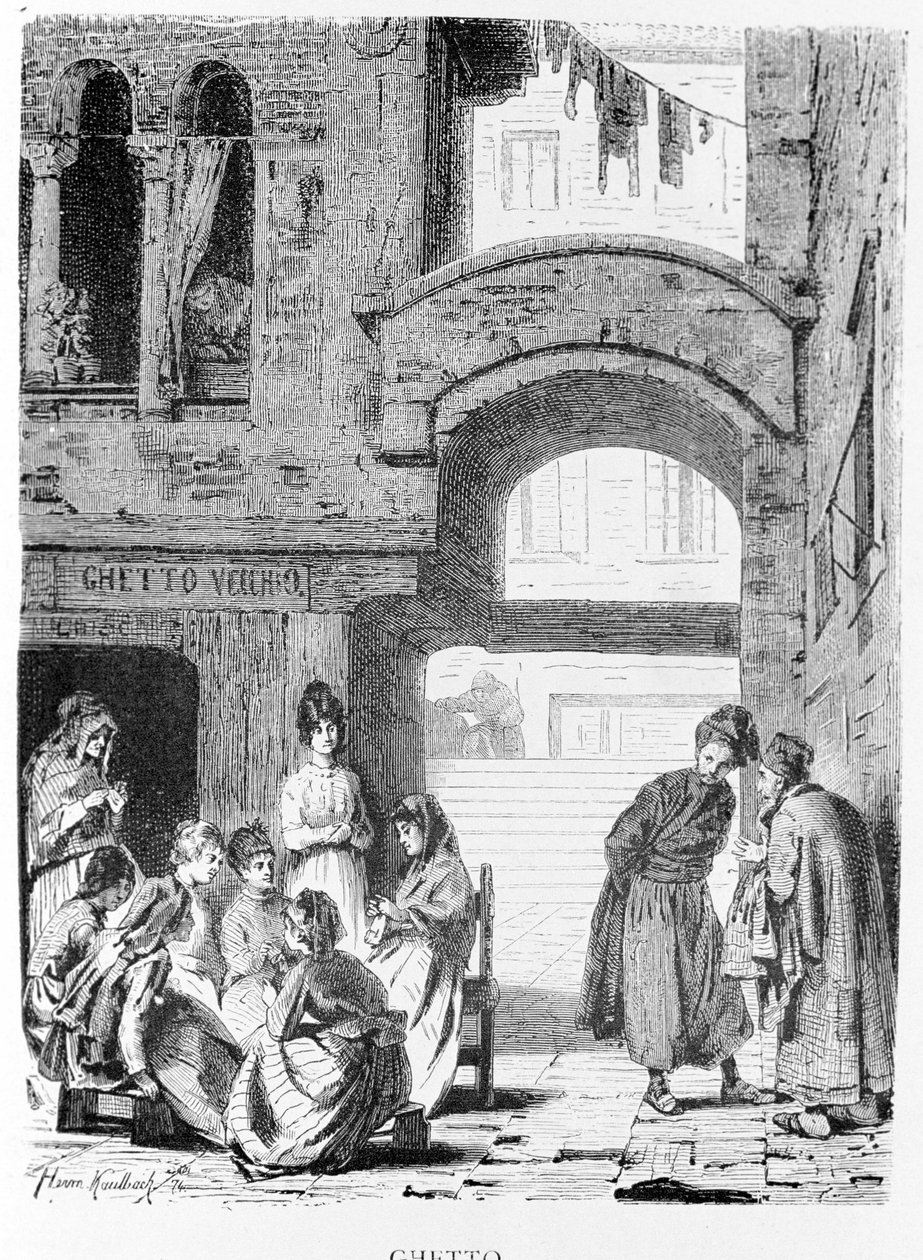 Venetsian juutalainen ghetto 1800-luvulla. tekijältä Unknown artist