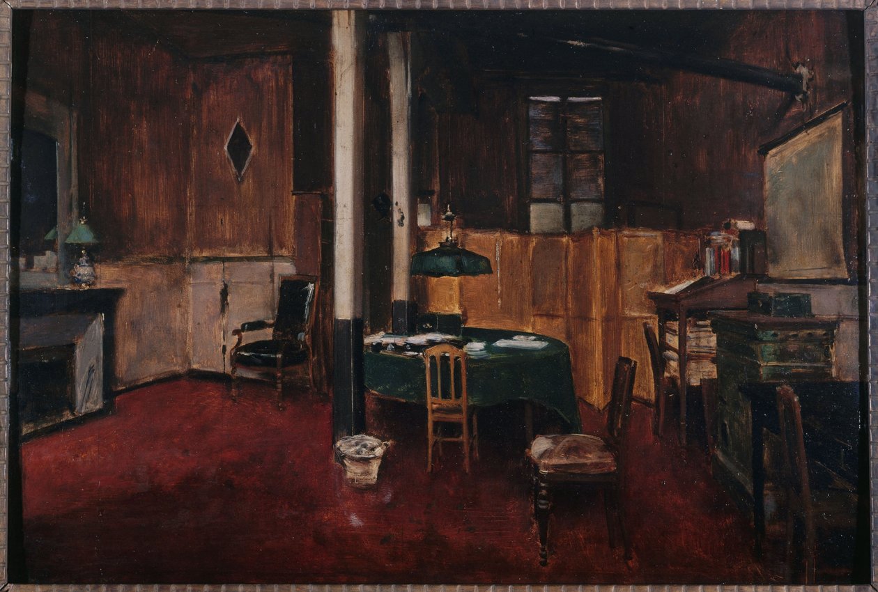 Journal des débats -lehden uutishuone, n. 1889 (öljy puulle) tekijältä Unknown artist