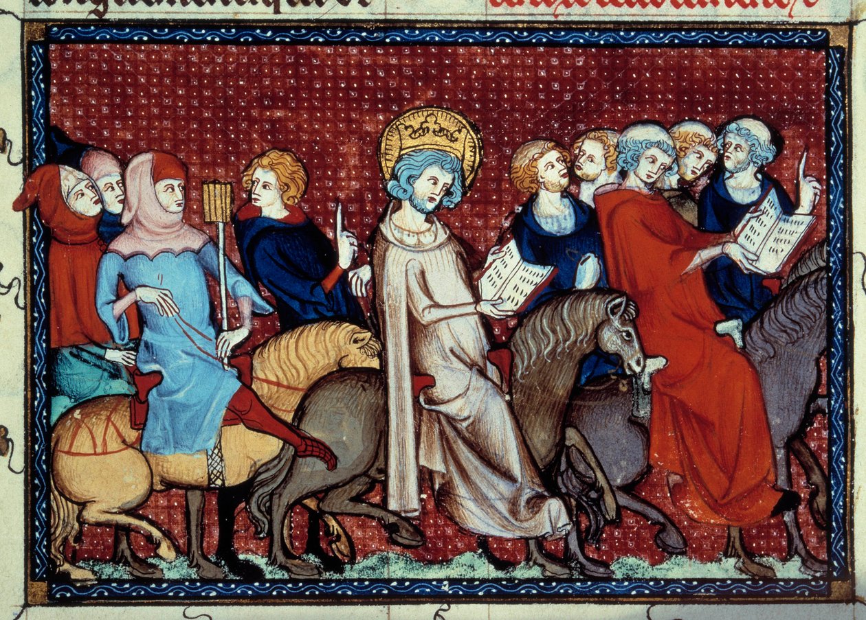 Ranskan kuningas Ludvig IX (Saint Louis) (1214-1270) on antanut hevosen kertoa työaikansa pienoispappeilleen William of Saint Pathusin käsikirjoituksesta "Pyhän Louisin elämä ja ihmeet" tekijältä Unknown artist
