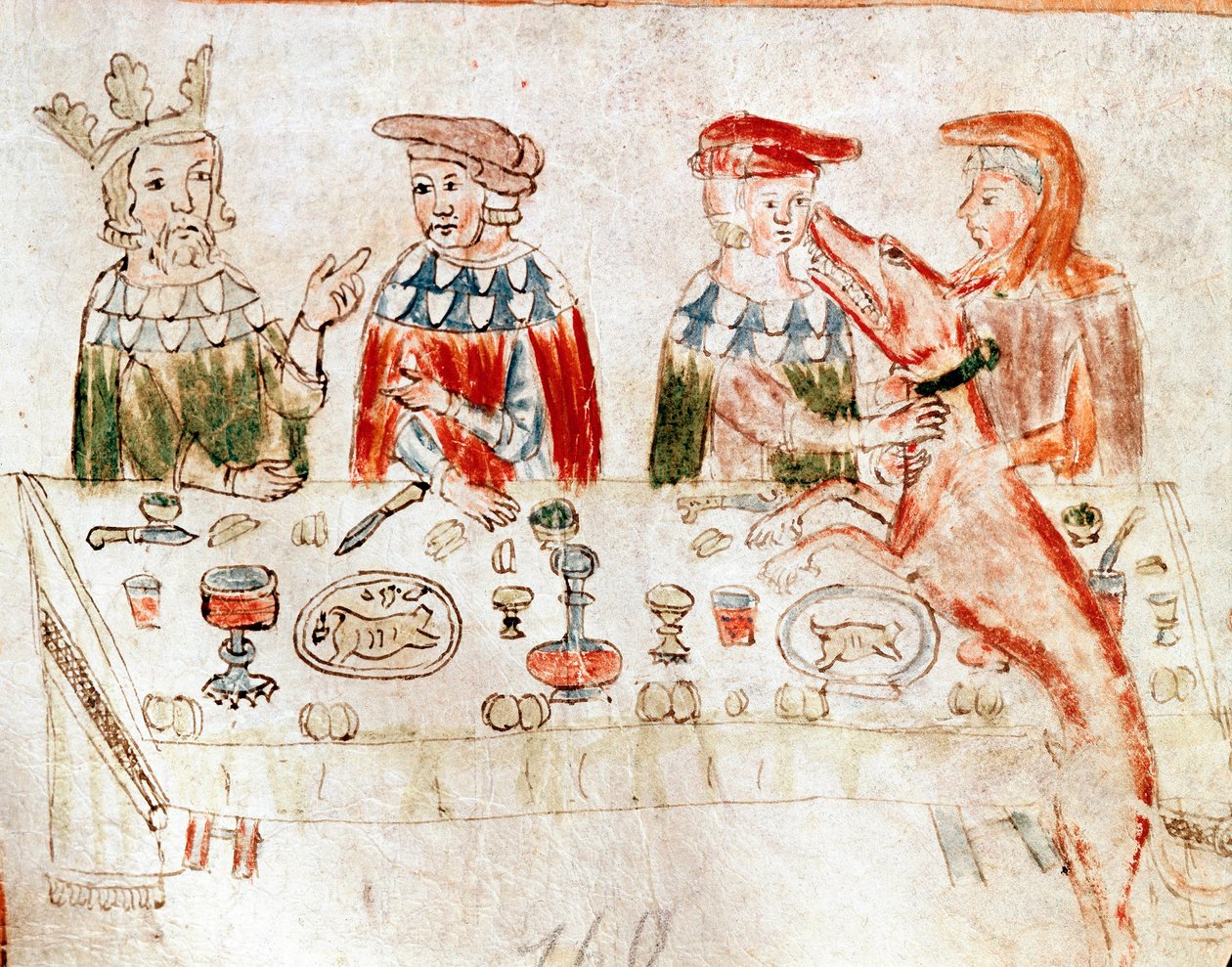 Frangien kuningas Pepin III Lyhyt (714-768) ja hänen poikansa Kaarle Suuri pienoiskoossa 1100-luvun käsikirjoituksesta. Venetsia. Biblioteca nazionale marciana. tekijältä Unknown artist